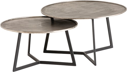 Interlagos salontafel set van 2, Raw nickel black patina - Allure Alu Collection