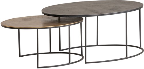 Monza Couchtisch 2er-Set, Blackish bronze and Brass antique - Allure Alu Collection
