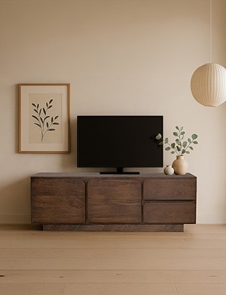 TV Anrichte 190 mit 3 Türen und 2 Schubladen, Mango Dark Malt - Bloemfontein Collection-2