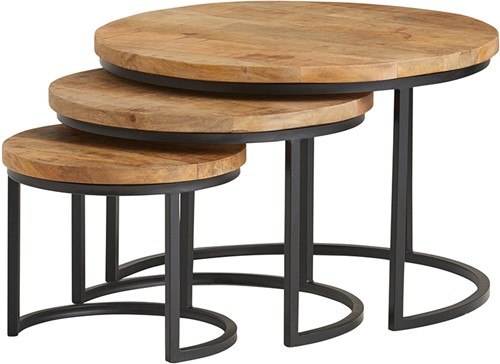Natural Enzo table basse, ensemble de 3 pièces - Best Seller Collection