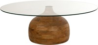 Stella Couchtisch Ø100, H35, Smooth Natural, Clear glass - Couture Collection