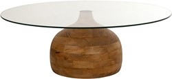 Stella salontafel Ø100, H35, Smooth Natural, Clear glass - Couture Collection
