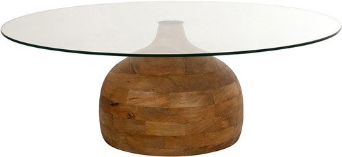 Stella salontafel Ø100, H35, Smooth Natural, Clear glass - Couture Collection
