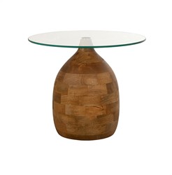 Stella Couchtisch Ø50, H43, Smooth Natural, Clear glass - Couture Collection