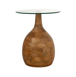 Stella Couchtisch Ø40, H50, Smooth Natural, Clear glass - Couture Collection