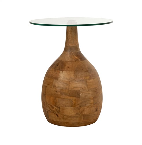 Stella salontafel Ø40, H50, Smooth Natural, Clear glass - Couture Collection