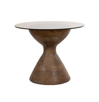 Yves bijzettafel Ø57, H47, Mango Matt Walnut, Smoke glass - Couture Collection