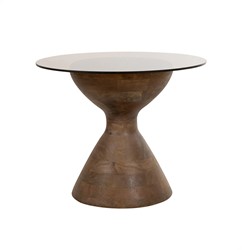 Yves Beistelltisch Ø57, H47, Mango Matt Walnut, Smoke glass - Couture Collection