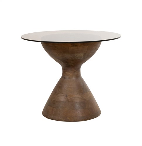 Yves bijzettafel Ø57, H47, Mango Matt Walnut, Smoke glass - Couture Collection
