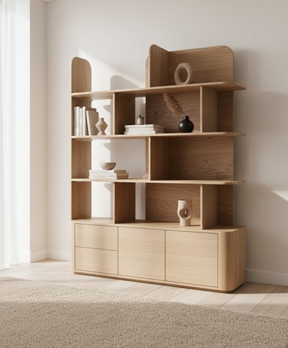 Rovaniemi cabinet 140 with 2 doors and 2 drawers, Natural Oak - Oak Collection-2