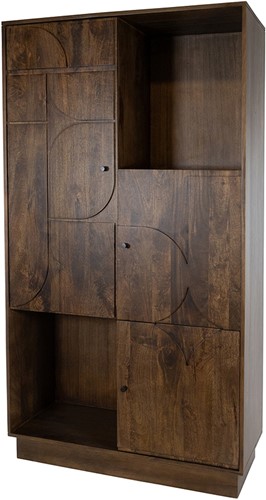 Kast 180 met 3 deuren en 2 open vakken, Mango Brown Walnut - Kaapstad Collection