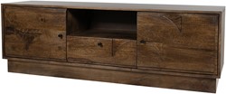 Meuble télé 150 avec 2 portes, 1 tiroirs et 1 niche, Mango Brown Walnut - Kaapstad Collection