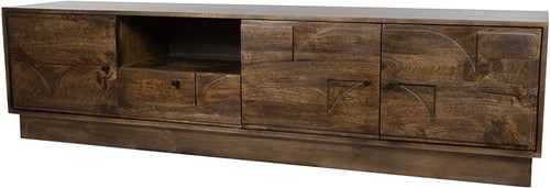 TV dressoir 190 met 3 deuren, 1 lade en 1 open vak, Mango Brown Walnut - Kaapstad Collection