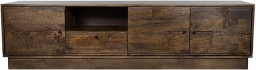 TV dressoir 190 met 3 deuren, 1 lade en 1 open vak, Mango Brown Walnut - Kaapstad Collection-1