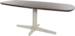Table séjour 240, forme de bateau, pied de table Beige, Mango Brown Walnut - Libra Table Collection