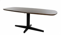 Table séjour 220, forme de bateau, pied de table Black, Mango Brown Walnut - Libra Table Collection
