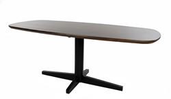 Table séjour 190, forme de bateau, pied de table Black, Mango Brown Walnut - Libra Table Collection