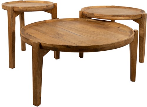 Berlijn salontafel, set van 3, Smooth Natural - Must Have Collection