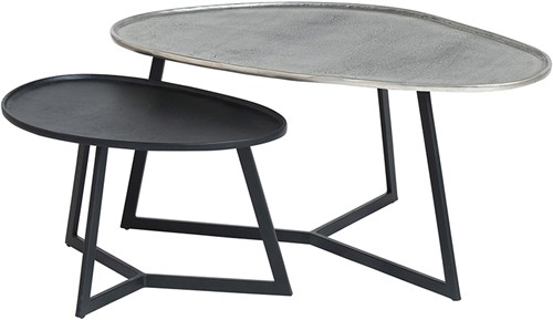 Novato table basse, ensemble de 2 pièces, Silver antique / Black - Mix & Match Collection