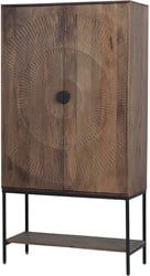 2-deurs kast met onderplank, hoog, Mango Brown Walnut - Nippon Collection
