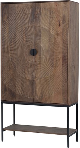 2-deurs kast met onderplank, hoog, Mango Brown Walnut - Nippon Collection