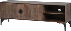 TV Anrichte 160 mit 2 Türen und 2 offenen Fächern, Mango Brown Walnut - Nippon Collection