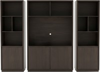 Oulu bibliothèque 75, dextrogyre avec 1 porte et 4 niches, Intense Black - Oak Collection-2