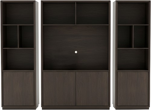 Oulu meuble TV 150 avec 2 portes et 3 niches, Intense Black - Oak Collection-2