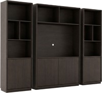 Oulu bibliothèque 75, dextrogyre avec 1 porte et 4 niches, Intense Black - Oak Collection-1