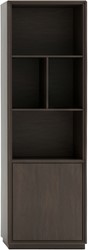 Oulu boekenkast 75, linksdraaiend met 1 deur en 4 open vakken, Dark Chocolate - Oak Collection