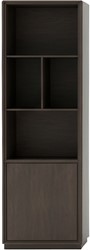 Oulu book case 75, right-turning with 1 door and 4 open compartments, Natural Oak - Oak Collection