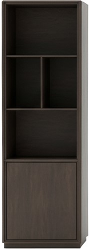 Oulu bibliothèque 75, dextrogyre avec 1 porte et 4 niches, Intense Black - Oak Collection