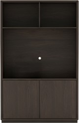 Oulu meuble TV 150 avec 2 portes et 3 niches, Dark Chocolate - Oak Collection
