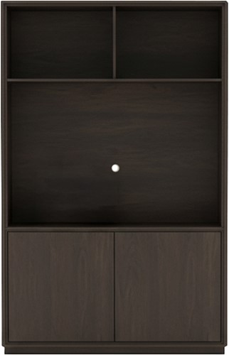 Oulu meuble TV 150 avec 2 portes et 3 niches, Intense Black - Oak Collection