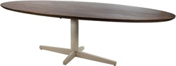 Table séjour 190, ovale, pied de table Beige, Mango Brown Walnut - Scorpio Table Collection
