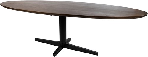 Eetkamertafel 220, ovaal, poot Black, Mango Brown Walnut - Scorpio Table Collection
