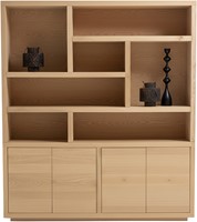 Tampere book case 200 with 4 doors and 7 open compartments, Natural Oak - Oak Collection-1