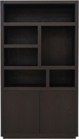 Tampere book case 120 with 3 doors and 6 open compartments, Intense Black - Oak Collection-1