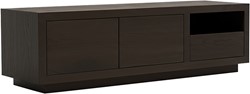 Tampere meuble TV 150 avec 2 portes, 1 tiroir et 1 niche, Intense Black - Oak Collection