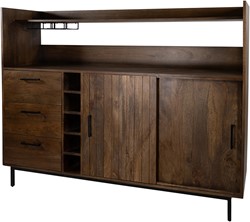 Bar cabinet 160 with 2 sliding doors and 3 drawers, Mango Brown Walnut - Vrystaat Collection