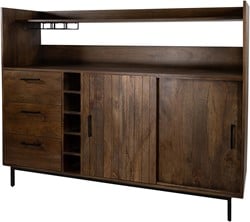 Barkast 160 met 2 schuifdeuren en 3 lades, Mango Brown Walnut - Vrystaat Collection